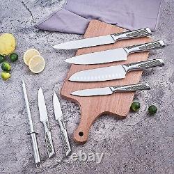 Ensemble de couteaux de cuisine en acier inoxydable pour chef, 15 pièces avec bloc