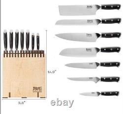 Ensemble de couteaux de cuisine, ensemble de 8 couteaux avec bloc, acier inoxydable allemand à haute teneur en carbone
