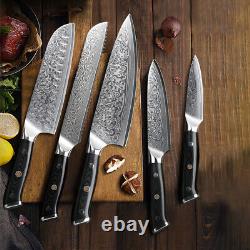 Ensemble de couteaux de cuisine japonais de 7 pièces en acier damas VG10