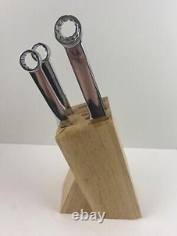 Ensemble de couteaux en acier inoxydable inspiré de la clé à boîte à outils Snap-on, 5 pièces avec bloc en bois