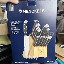 HENCKELS Ensemble de couteaux 15 pièces de qualité Premium avec bloc, tranchant comme un rasoir, fabriqué en Allemagne