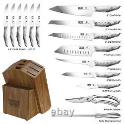 Jeu de couteaux de cuisine avec bloc, ensemble de 16 pièces de couteaux de chef en acier inoxydable japonais tranchants
