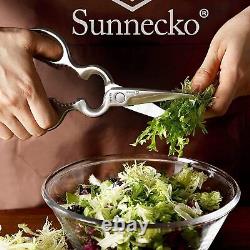 Sunnecko Ensemble de couteaux damas avec support, 7 pièces de couteaux de cuisine avec ciseaux