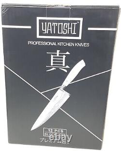 Yatoshi 12 PCS Ensemble de Bloc Couteau Blanc Pro Ensemble de Couteaux de Cuisine Ultra Tranchants Lire