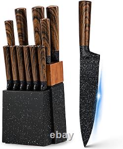 et, Ensemble de couteaux, Ensemble de couteaux de cuisine de 12 pièces avec bloc en bois, Couteau de chef professionnel S